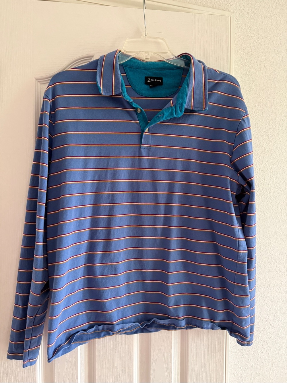 Blue Polo with Red Stripes